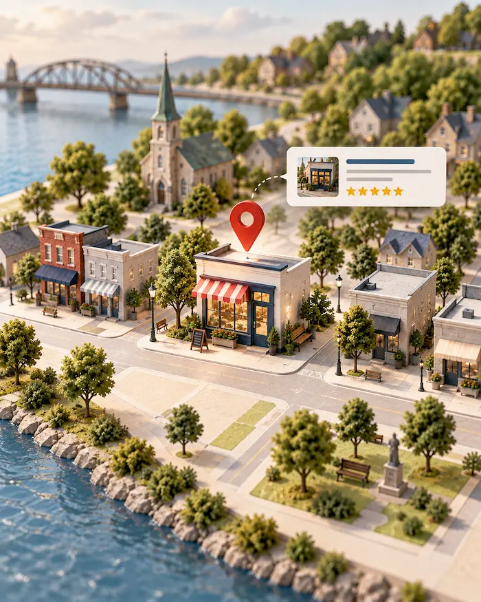 Atelier de marketing et SEO local : un commerce de quartier mis en valeur dans une fiche Google avec cinq étoiles